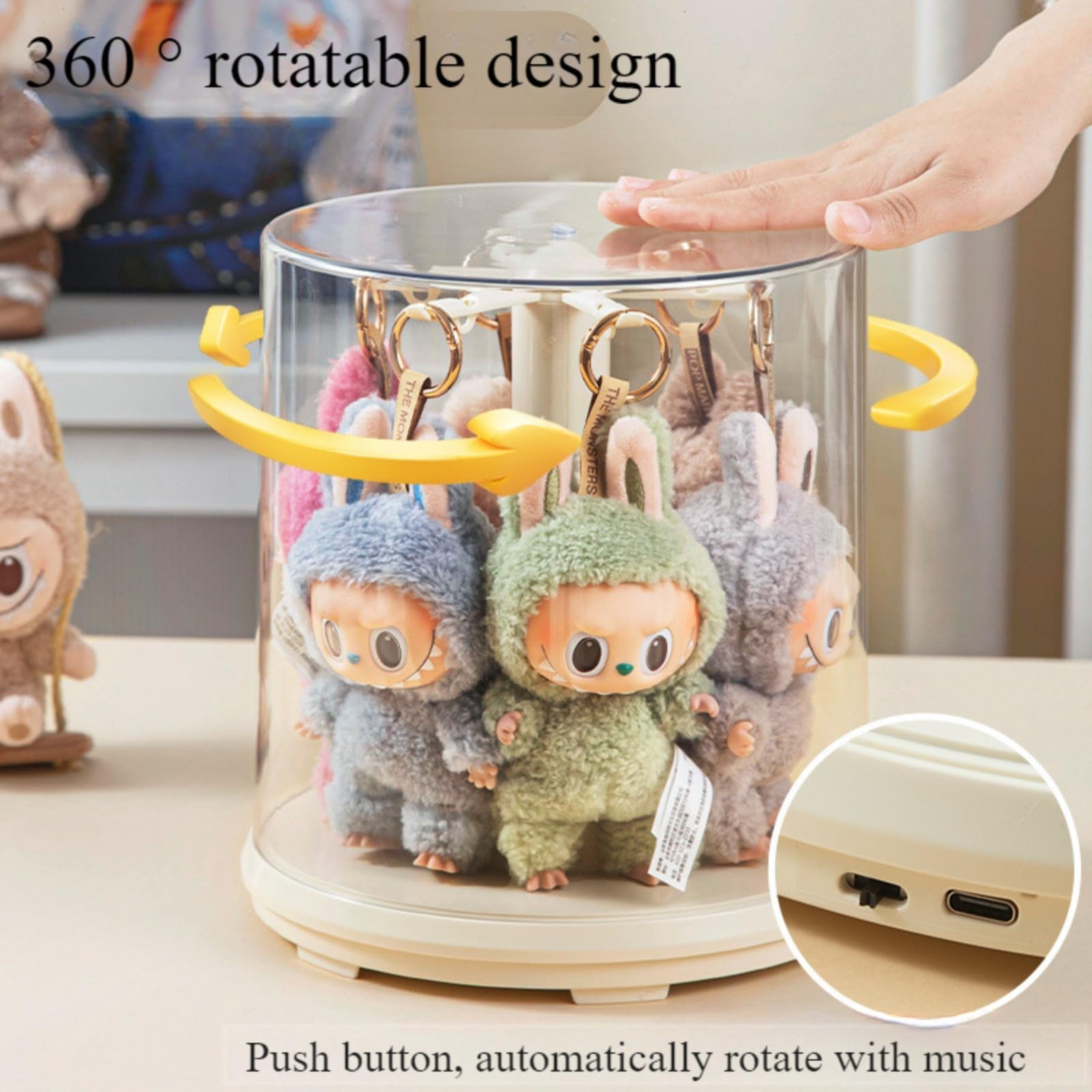 Amazon.com: Voice-Activated Rotating Display Case for Labubu with